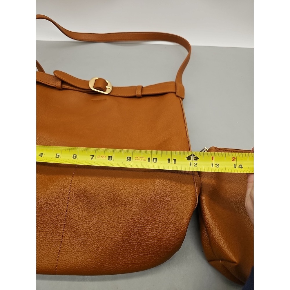 By Anthropologie Bag Brown Lambs Leather Slouchy Shoulder Bag Boho W/Zip Insert - Picture 3 of 7